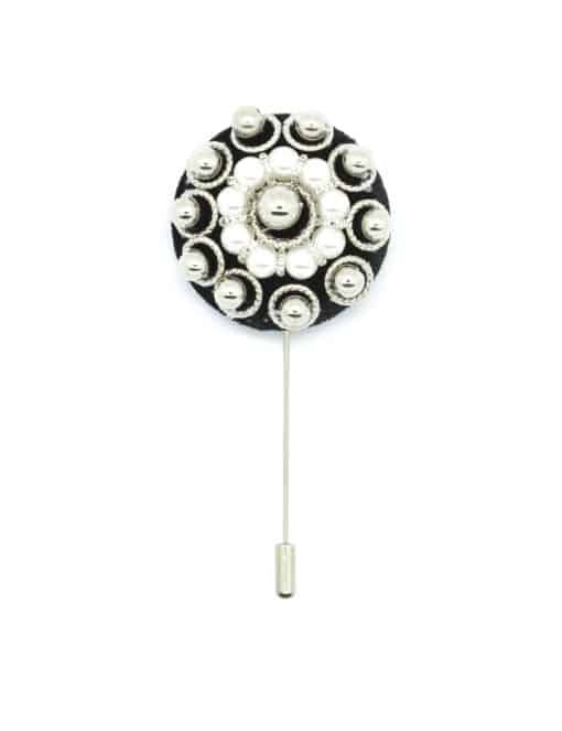 Silver Beaded Floral Lapel Pin LP29.10