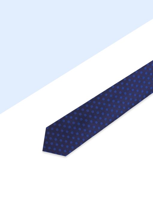 Navy with Blue Polka Dots Woven Necktie - NT50.4