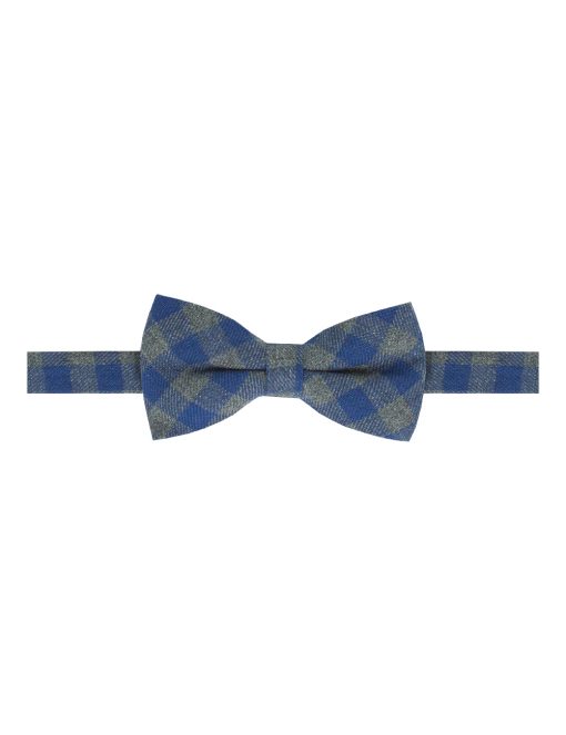 Blue and Grey Checks Woven Bowtie - WBT24.2