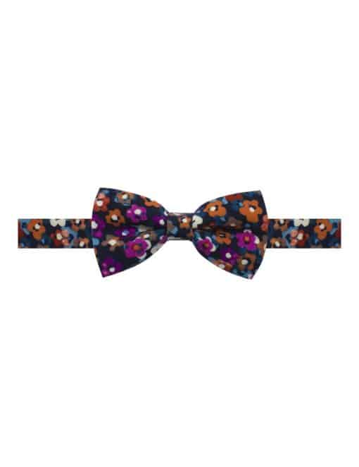 Navy with Pink and White Floral Pint Woven Bowtie WBT31.8