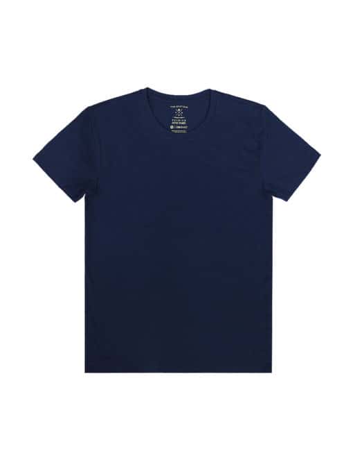 Slim Fit Navy Premium Cotton Stretch Short Sleeves Crew Neck T-shirt TS1A3.1