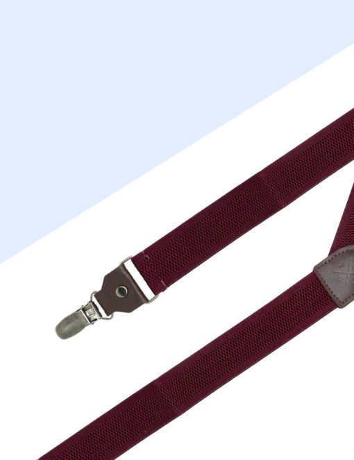 Maroon Pattern Single Back Clip 3cm Suspender with Leather SPD22.4