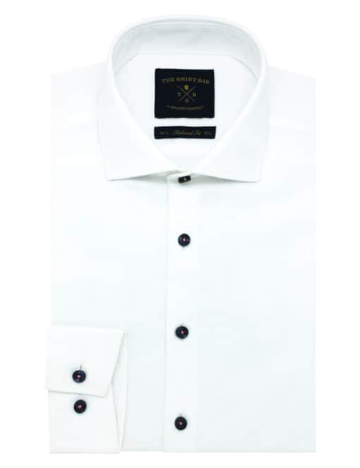 Tailored Fit 100% Premium Cotton Long Sleeve Solid White Single Cuff Weave Shirt TF1C1.17