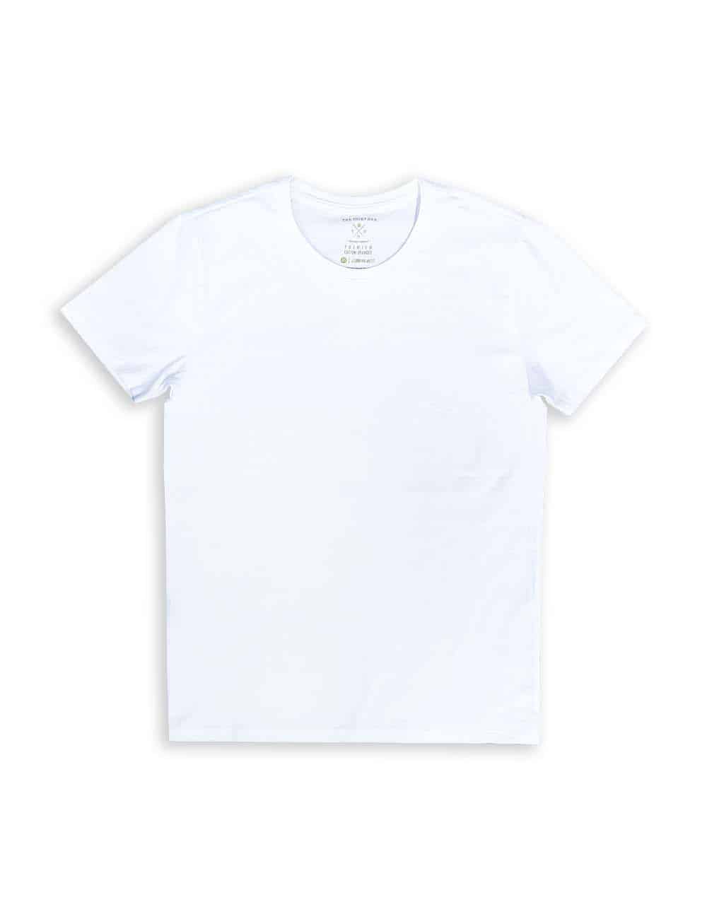 Slim Fit White Premium Cotton Stretch Short Sleeves Crew Neck T-shirt TS1A1.1