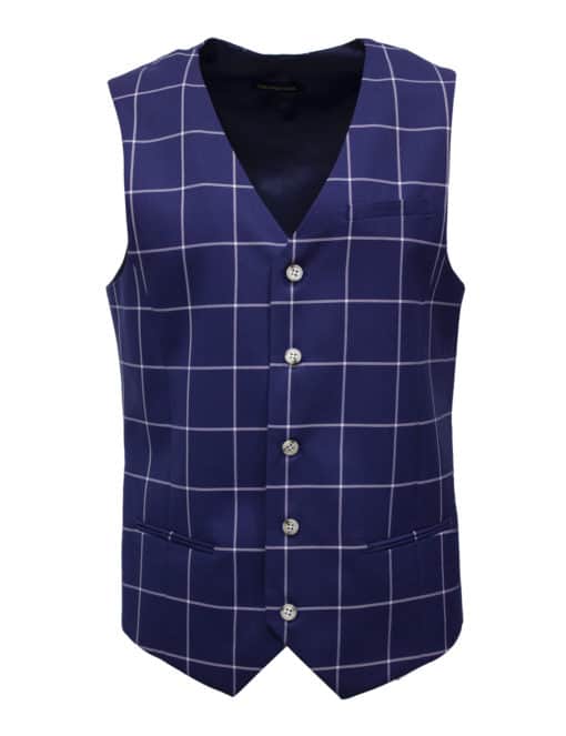 Tailored Fit Blue Checks Single Breasted Vest V1V2.3