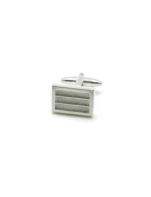 Classic Silver Rectangle Tiles with Micro Checks Cufflink C101FC-070