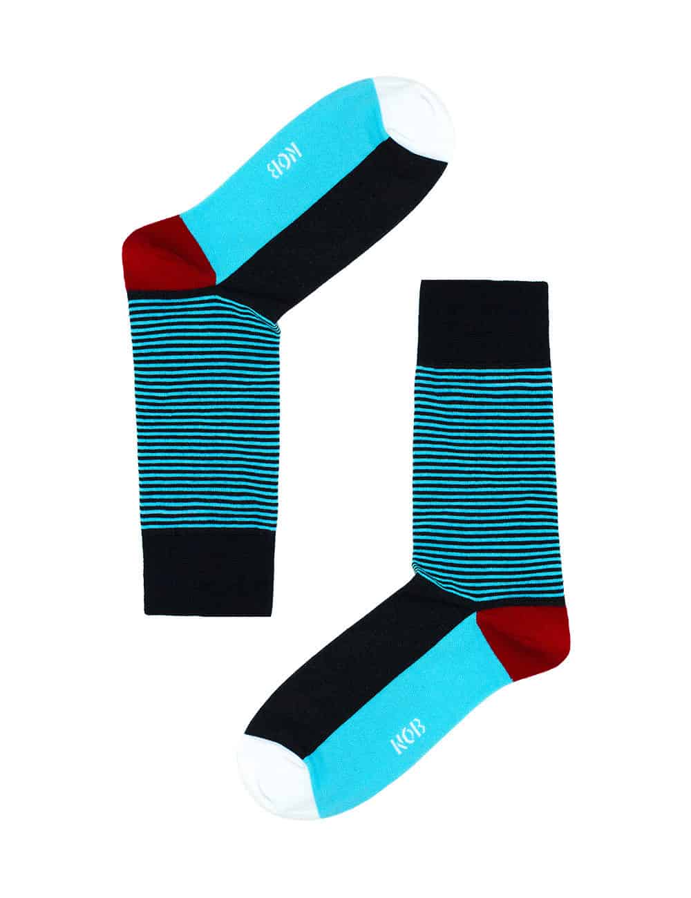 Navy and Turquoise Stripes Crew Socks made with Premium Combed Cotton SOC1B.NOB1