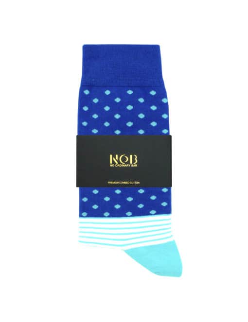 Blue with Sky Blue Polka Dots Crew Socks made with Premium Combed Cotton SOC2A.NOB1