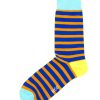 Orange and Blue Stripes Crew Socks made with Premium Combed Cotton SOC3A.NOB1