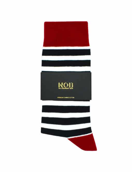 Navy and White Stripes Crew Socks made with Premium Combed Cotton SOC3B.NOB1