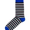 Navy with Red, Turquoise and White Stripes Crew Socks made with Premium Combed Cotton SOC4A.NOB1