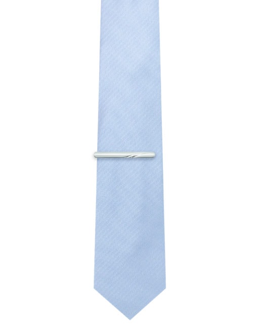 Silver Brushed with Double Slashed Centre Tie Clip T101FC-024