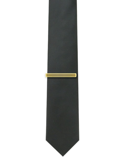 Gold with 3 Stripes Black Enamel Tie Clip T111FE-013