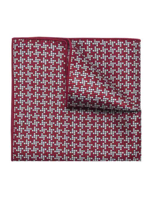 Red and Grey Checks Woven Pocket Square PSQ77.9