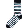 WHITE WITH NAVY, TURQUOISE AND RED STRIPES CREW SOCKS SOC4B.NOB1