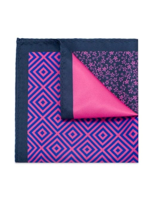 4-in-1 Pink Print Woven Pocket Square PSQ22.14