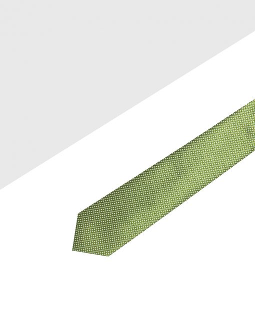 Tea Green with White Mini Checks Woven Necktie - NT47.4