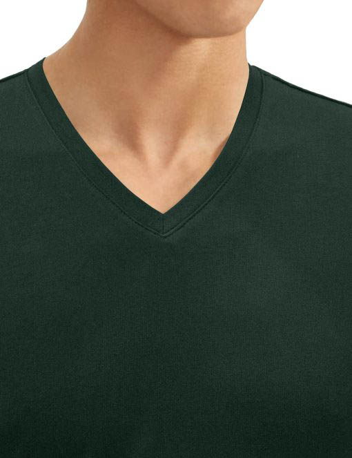 Deep Green Premium Cotton Stretch V Neck Slim Fit T-Shirt - TS3A4.4