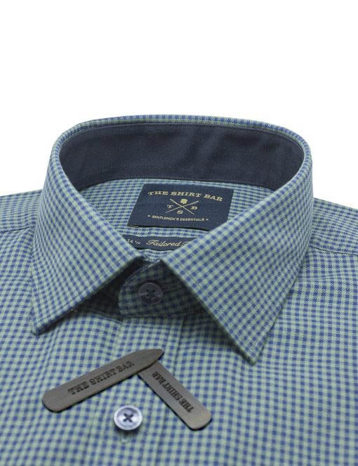 Green And Blue Checks Slim / Tailored Fit Long Sleeve Shirt - TF2A28.20