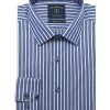 Navy with White Stripes Easy Iron Modern / Classic Fit Long Sleeve Shirt – CF2A10.21