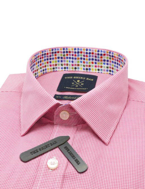Pink Micro Checks Slim / Tailored Fit Long Sleeve Shirt - TF2A31.20
