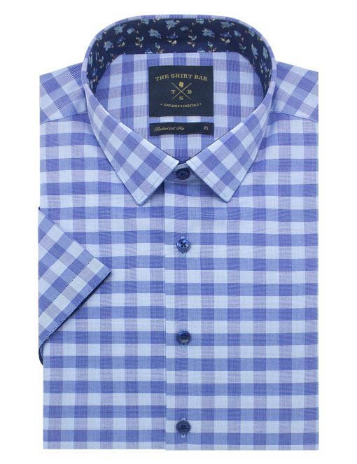 Blue Checks Custom / Relaxed Short Sleeve Shirt - RF9SF5.23