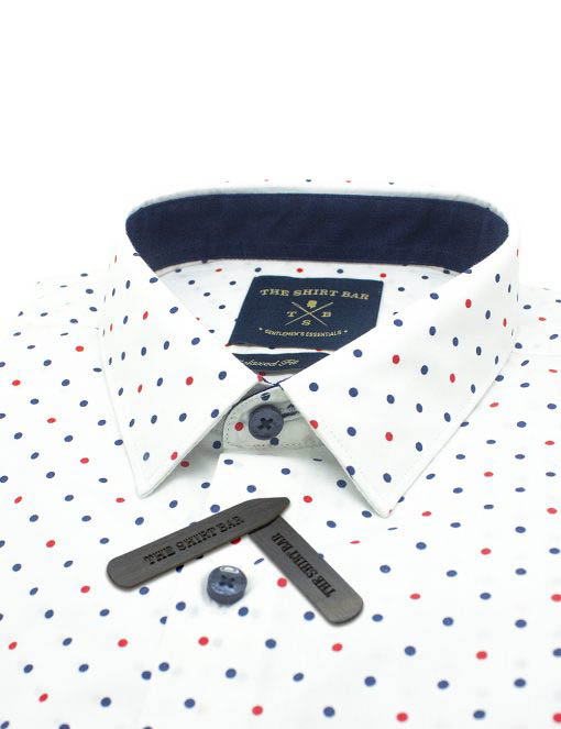 White Polka Dots Custom / Relaxed Fit Short Sleeve Shirt - RF9SF1.23