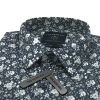 Grey Floral Print Custom / Relaxed Fit Short Sleeve Shirt - RF9SNB3.23