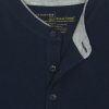 Navy Tencel Mandarin Collar Short Sleeve Slim Fit Polo T-Shirt - PTS2A1.1