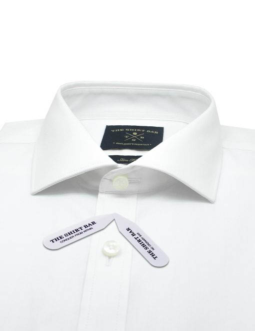 Everyday Shield Spill Resist Collection: Solid White 2 Ply Double Cuff Slim / Tailored Fit Long Sleeve Shirt - SF1D4.NOS