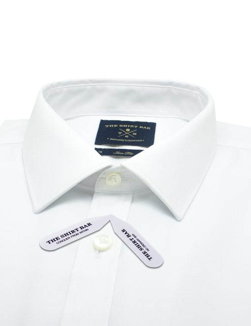 Everyday Armour Wrinkle Free Collection: Solid White 2 Ply Double Cuff Slim / Tailored Fit Long Sleeve Shirt - SF2D3.NOS