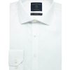 Solid White Twill 2 Ply Wrinkle Free Slim / Tailored Fit Long Sleeve Shirt - SF1AF2.NOS