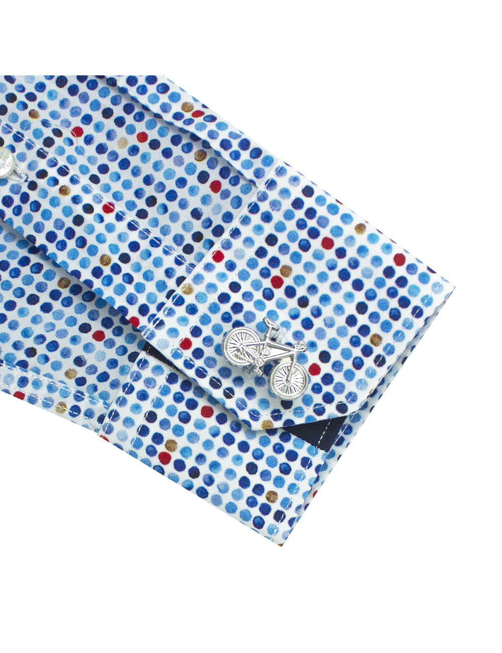 Blue Polka Dots Silky Finish Slim/Tailored Fit Long Sleeve Shirt - TF1FF3.23