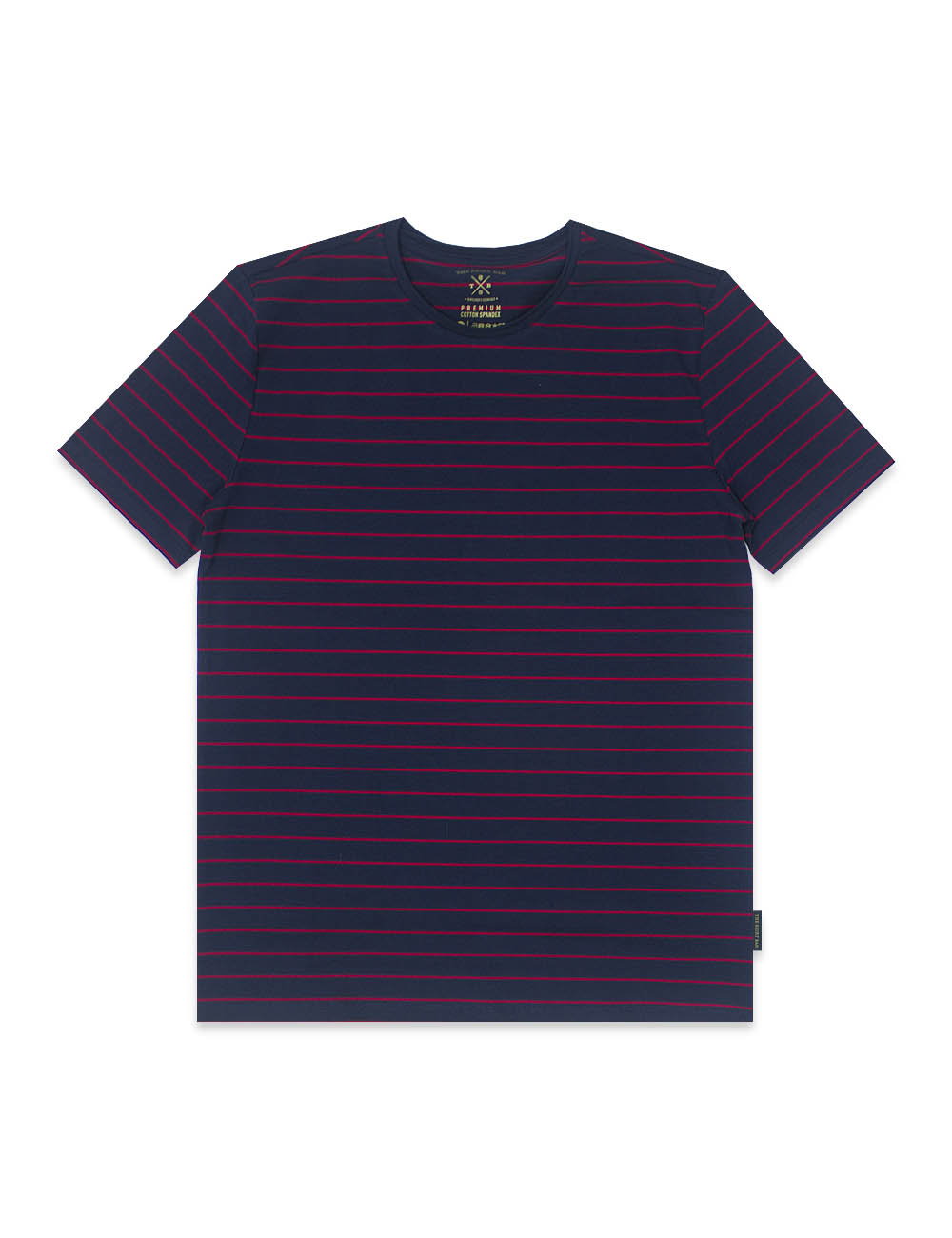 Navy With Red Stripe Raw Edge Short Sleeve T-shirt - TS2A8.5