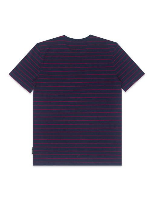 Navy With Red Stripe Raw Edge Short Sleeve T-shirt - TS2A8.5
