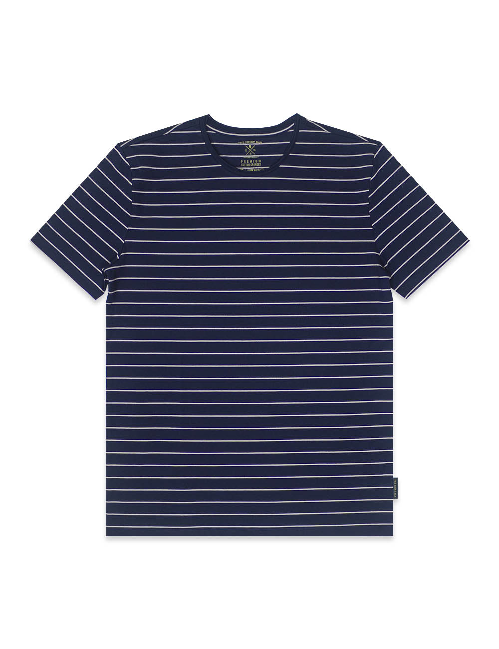 Navy With White Stripe Raw Edge Short Sleeve T-shirt - TS2A9.5